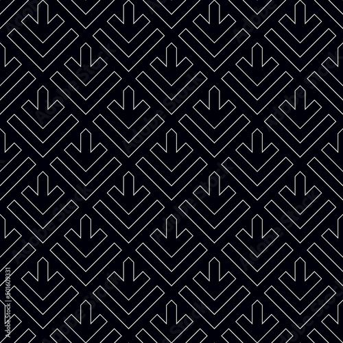 Arrows, chevrons wallpaper. Japanese mountains motif. Ancient mosaic backdrop. Oriental pattern background. Ethnic ornament. Folk image. Digital paper, textile print, web design. Seamless illustration
