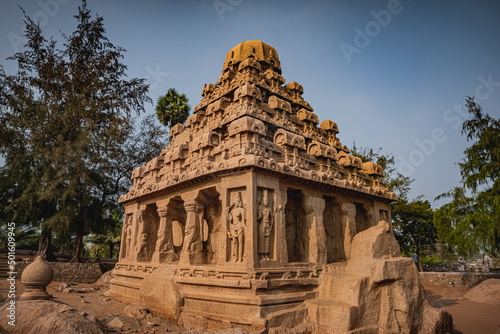 Exclusive Monolithic - Five Rathas or Panch Rathas are UNESCO World Heritage Site located at Great South Indian architecture. World Heritage in South India  Tamil Nadu  Mamallapuram or Mahabalipuram