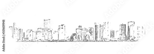 Miami Downtown skyline pencil sketck on white background photo