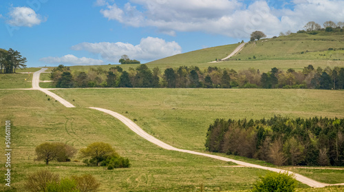 an undulating 1 mile long stone track leading across salisbury plain up to sidbury hill Wiltshire UK