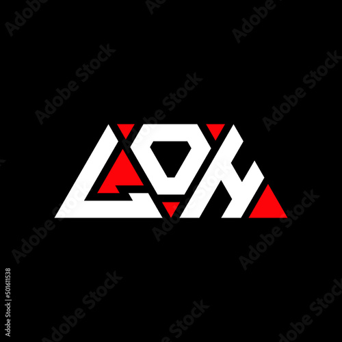 LOH triangle letter logo design with triangle shape. LOH triangle logo design monogram. LOH triangle vector logo template with red color. LOH triangular logo Simple, Elegant, and Luxurious Logo... photo