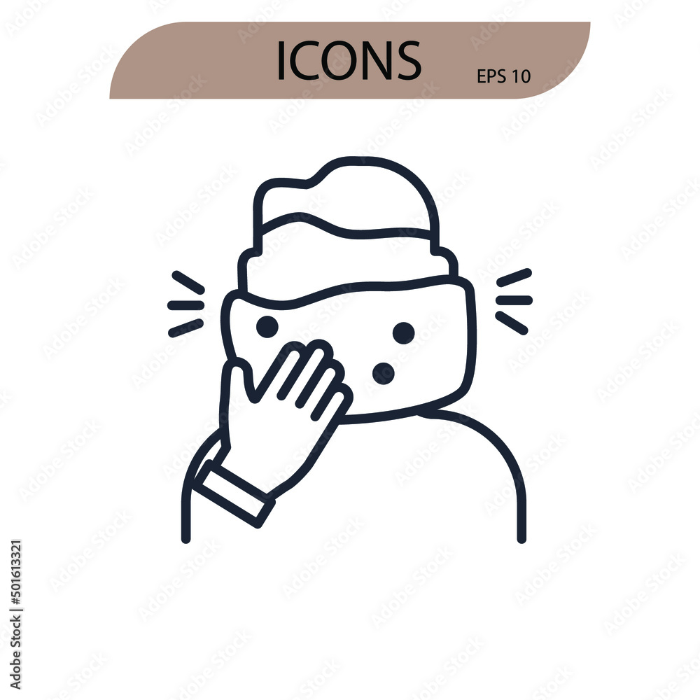 Cough icons symbol vector elements for infographic web Cough icons symbol vector elements for infographic web
