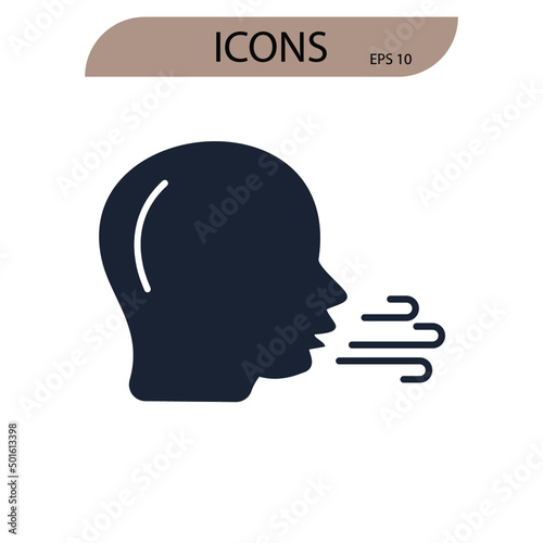 Difficulty breathing icons  symbol vector elements for infographic web
