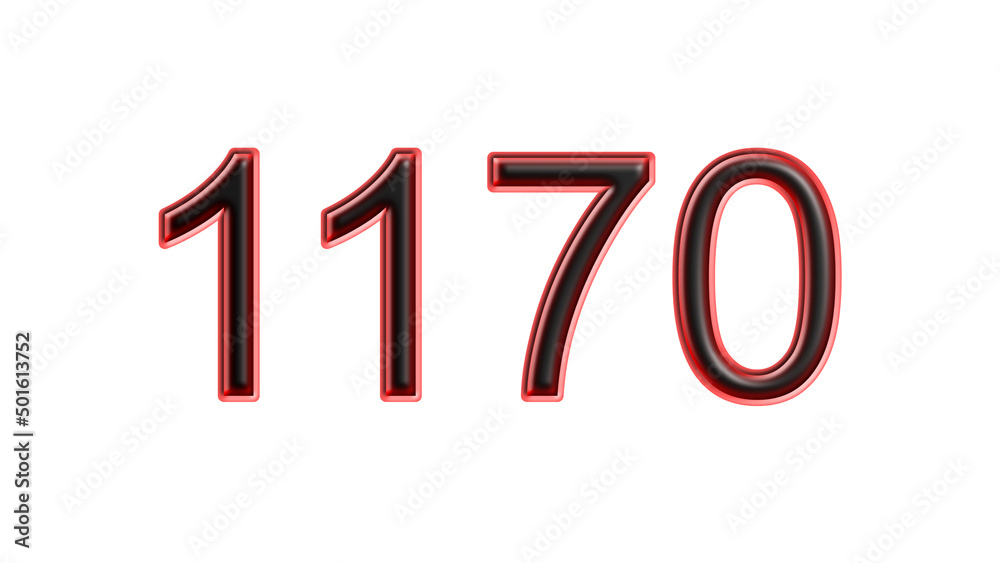 red 1170 number 3d effect white background red 1170 number 3d effect white background