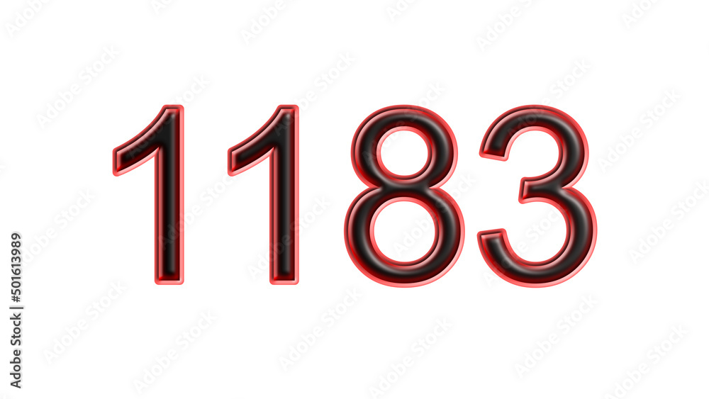 red 1183 number 3d effect white background red 1183 number 3d effect white background