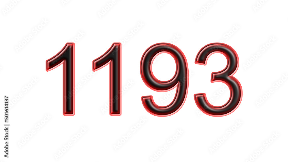 red 1193 number 3d effect white background red 1193 number 3d effect white background