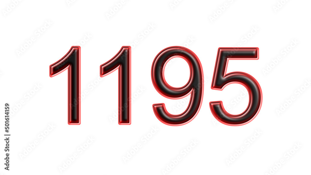 red 1195 number 3d effect white background red 1195 number 3d effect white background