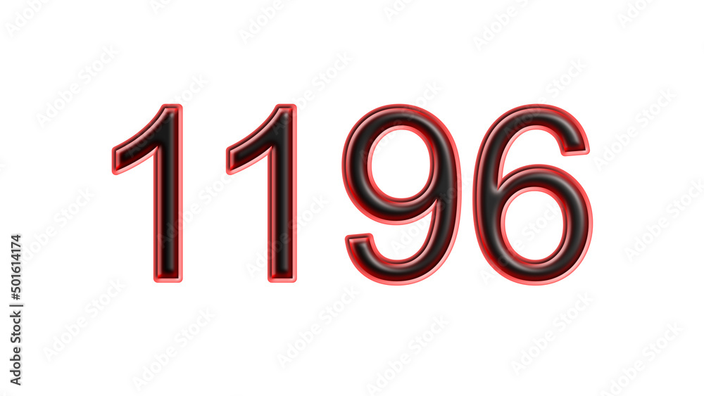 red 1196 number 3d effect white background red 1196 number 3d effect white background