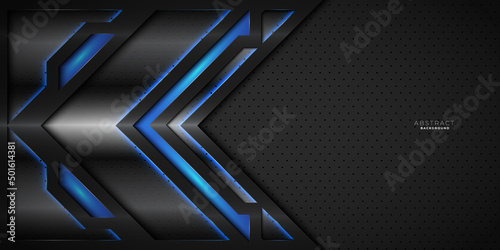 Dark black and blue minimal tech abstract modern metallic background