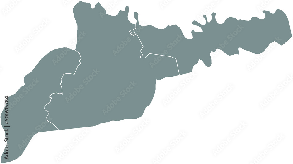 Gray flat blank vector map of raion areas of the  Ukrainian administrative area of CHERNIVTSI OBLAST, UKRAINE with white  border lines of its raions