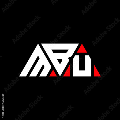 Fototapeta Naklejka Na Ścianę i Meble -  MBU triangle letter logo design with triangle shape. MBU triangle logo design monogram. MBU triangle vector logo template with red color. MBU triangular logo Simple, Elegant, and Luxurious Logo...