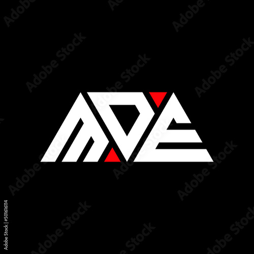 Fototapeta Naklejka Na Ścianę i Meble -  MDE triangle letter logo design with triangle shape. MDE triangle logo design monogram. MDE triangle vector logo template with red color. MDE triangular logo Simple, Elegant, and Luxurious Logo...