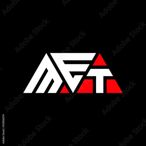 Fototapeta Naklejka Na Ścianę i Meble -  MET triangle letter logo design with triangle shape. MET triangle logo design monogram. MET triangle vector logo template with MEd color. MET triangular logo Simple, Elegant, and Luxurious Logo...