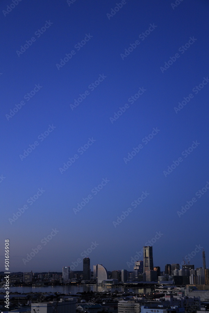 Fototapeta premium 新子安から見た横浜みなとみらい21 (夜明け前)
