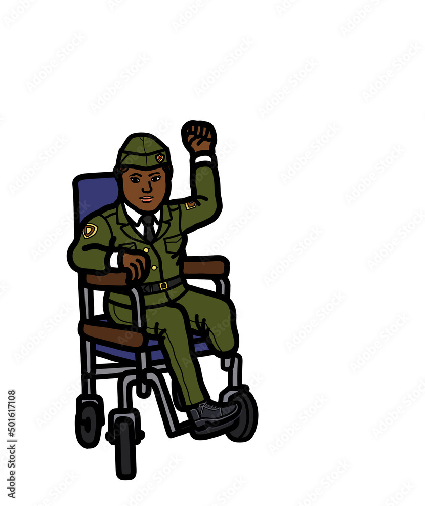 Veteran military person with disability on wheelchair Veteran military person with disability on wheelchair