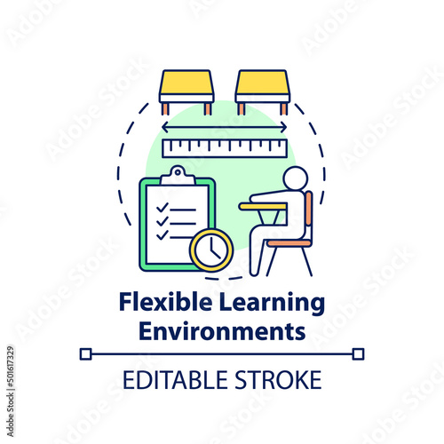 Flexible learning environments concept icon. Personalized school education abstract idea thin line illustration. Isolated outline drawing. Editable stroke. Arial, Myriad Pro-Bold fonts use