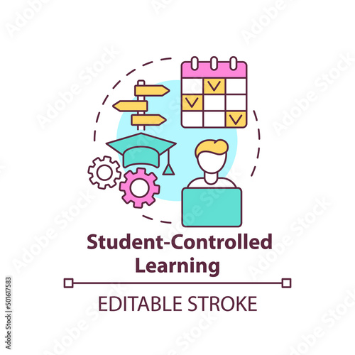 Student controlled learning concept icon. Student centered method. Education trend abstract idea thin line illustration. Isolated outline drawing. Editable stroke. Arial, Myriad Pro-Bold fonts use