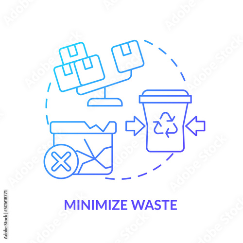 Minimize waste blue gradient icon. Eliminate and reduce losses. Purpose of lean manufacturing abstract idea thin line illustration. Isolated outline drawing. Myriad Pro-Bold font used