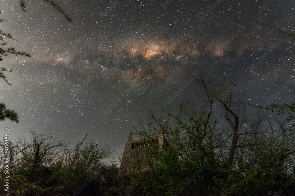 The milky way over the old tower The milky way over the old tower