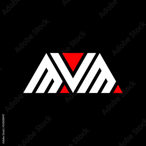 MVM triangle letter logo design with triangle shape. MVM triangle logo design monogram. MVM triangle vector logo template with red color. MVM triangular logo Simple, Elegant, and Luxurious Logo... photo