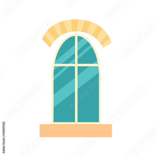 Window. Interior element. Cleaning the facade of the house. Window frame. Vector illustration isolated on white background. Cartoon style.