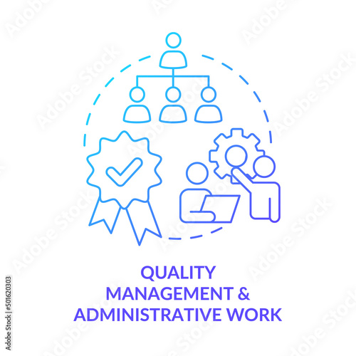 Quality management and administrative work blue gradient icon. Total productive maintenance abstract idea thin line illustration. Isolated outline drawing. Myriad Pro-Bold font used