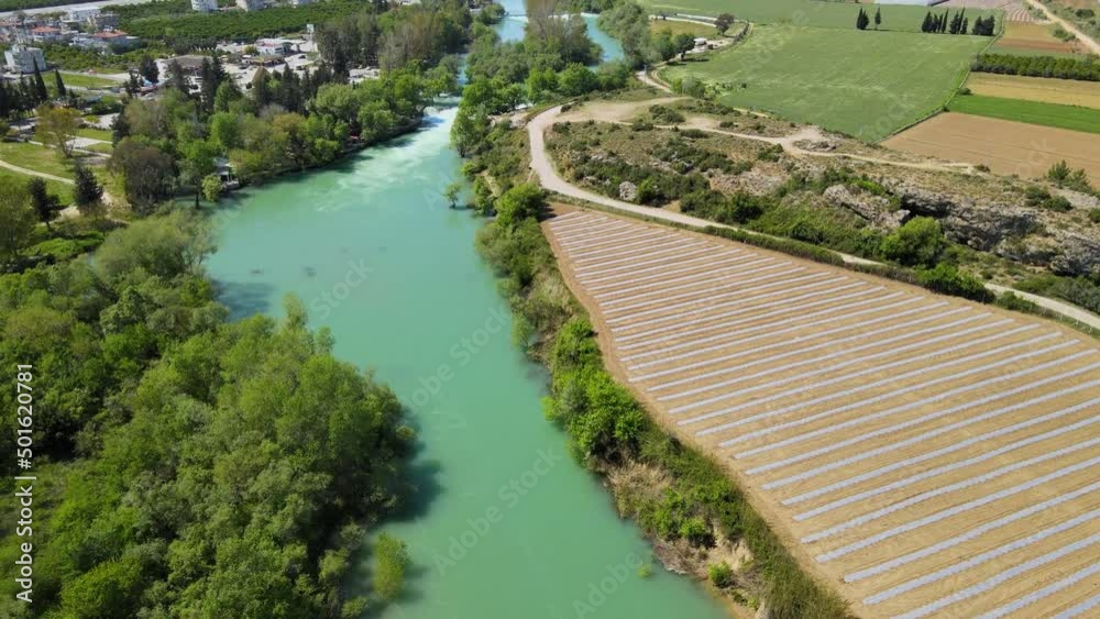 4K beautiful lake in the field coming from big mountains 4K beautiful lake in the field coming from big mountains