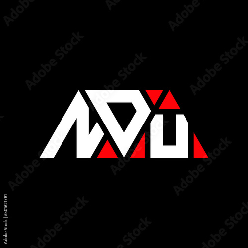 NDU triangle letter logo design with triangle shape. NDU triangle logo design monogram. NDU triangle vector logo template with red color. NDU triangular logo Simple, Elegant, and Luxurious Logo... photo