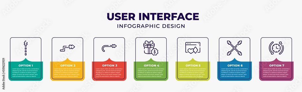 user interface infographic design template with up broken line arrow ...