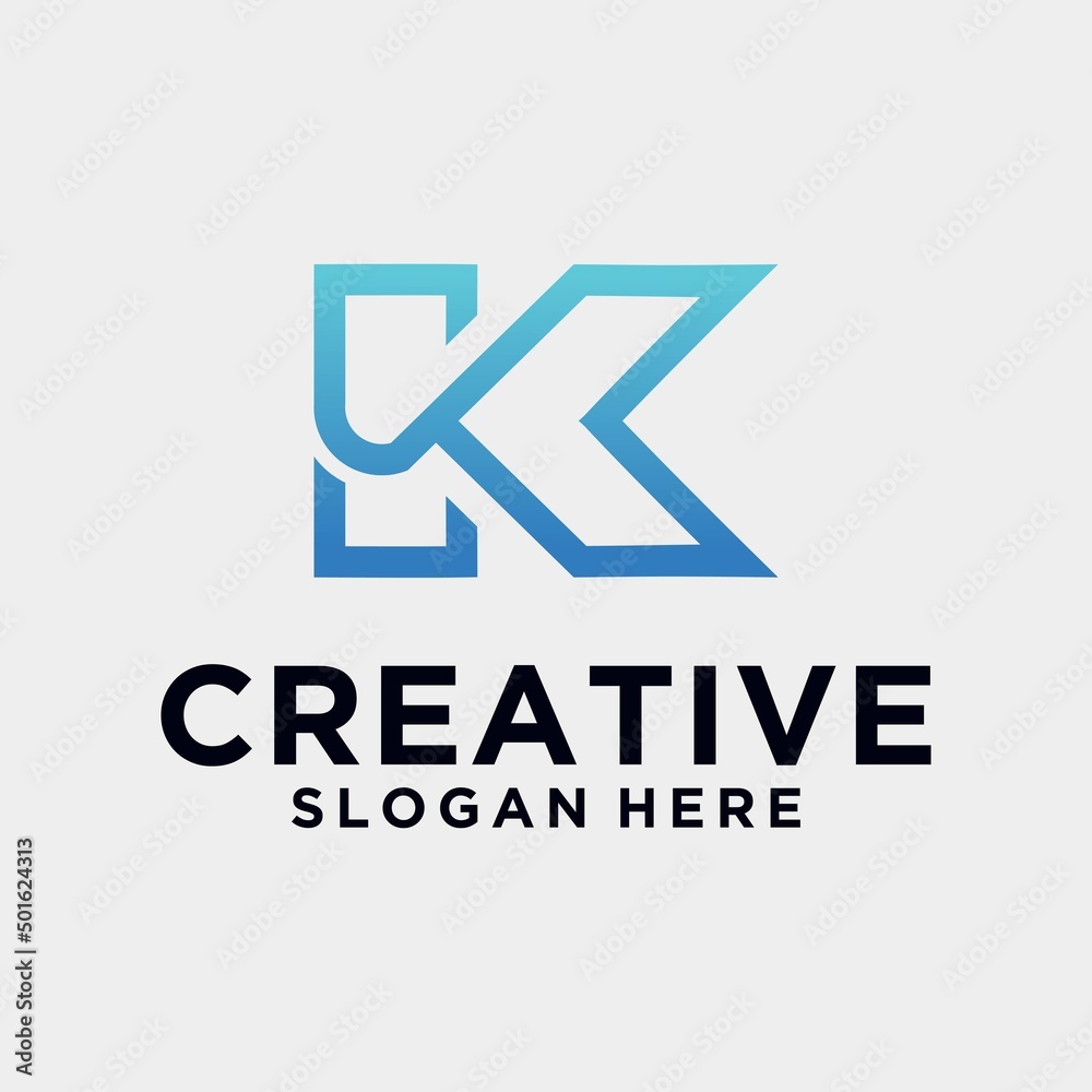 Letter k logo creative minimalist design template graphic alphabet symbol for business