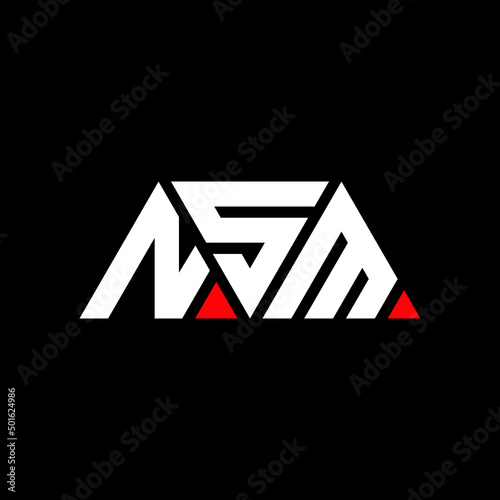 Fototapeta Naklejka Na Ścianę i Meble -  NSM triangle letter logo design with triangle shape. NSM triangle logo design monogram. NSM triangle vector logo template with red color. NSM triangular logo Simple, Elegant, and Luxurious Logo...