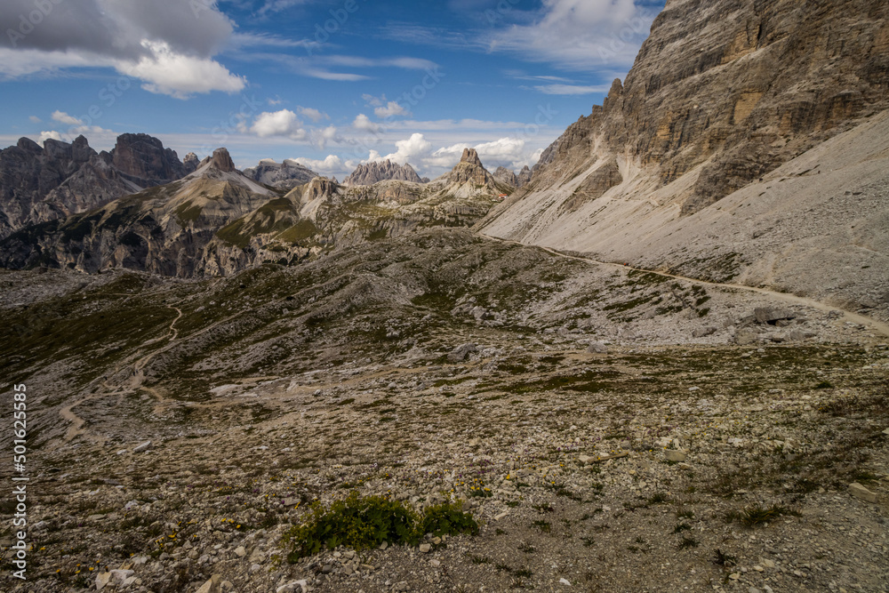 Mountain trail Tre Cime di Lavaredo in Dolomites Mountain trail Tre Cime di Lavaredo in Dolomites