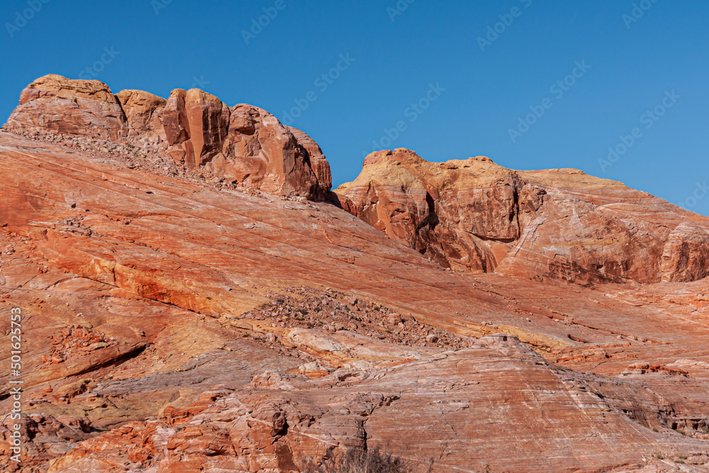 Flat rocket launching flank of mountain, Valley of Fire, Nevada, USA