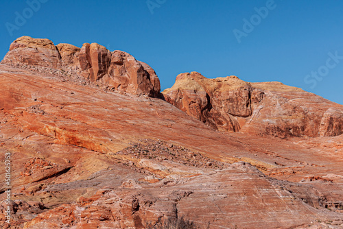 Flat rocket launching flank of mountain, Valley of Fire, Nevada, USA