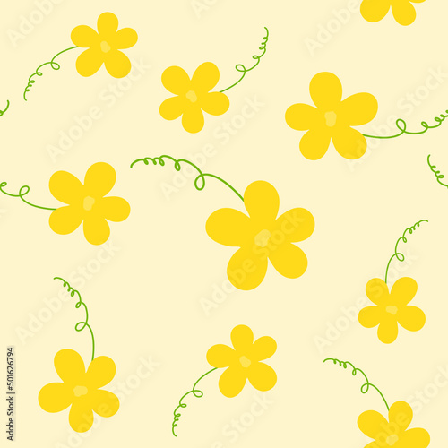 Watermelon flower seamless pattern. Summer fruit and berry background. Vector illustration for fabric design, gift paper, baby clothes, textiles, cards.