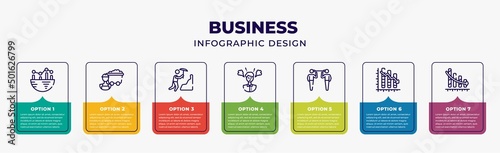 Fotografija business infographic design template with globe analytics, proof of work, worker
