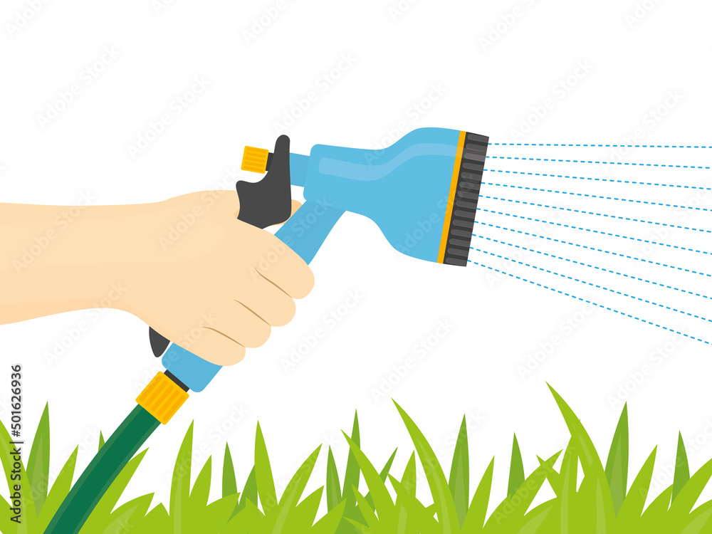 hand holding lawn sprinkler- vector illustration hand holding lawn sprinkler- vector illustration
