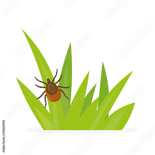 tick lyme insect in the grass- vector illustration