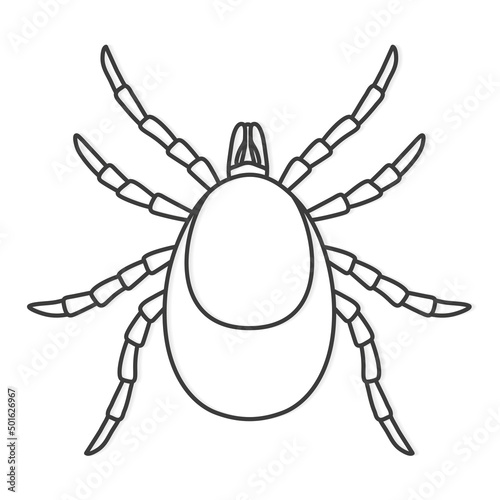 black outline of tick lyme insect- vector illustration