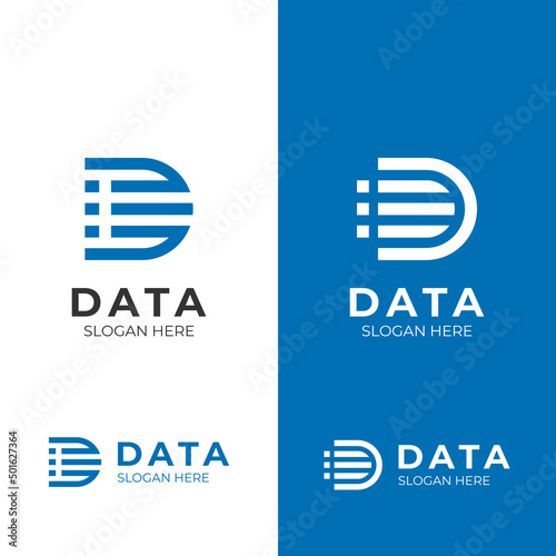 initial letter D line logo for data document logo symbol icon design