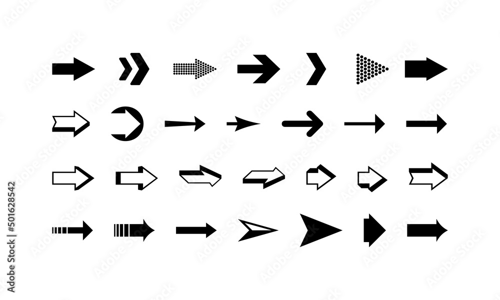 Arrows vector collection black set. Arrows black icons. Arrows symbol isolated