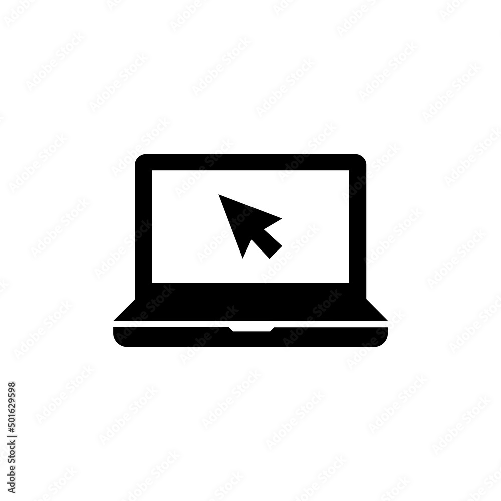 Laptop with cursor on the screen vector icon. Network internet symbol. EPS10 Laptop with cursor on the screen vector icon. Network internet symbol. EPS10