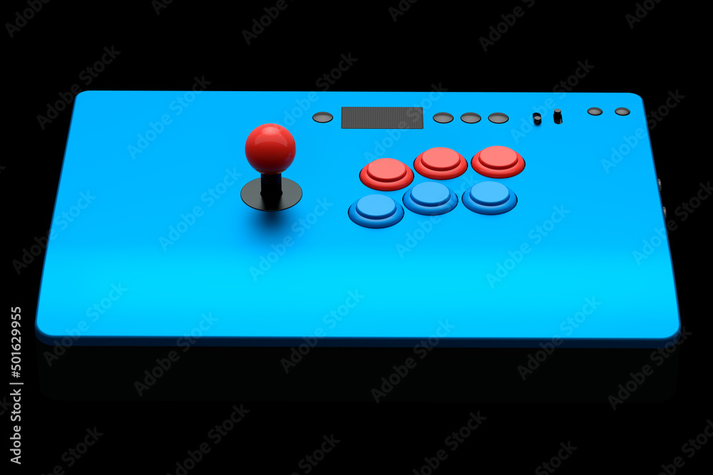 Vintage arcade stick with joystick and tournament-grade buttons on black  Stock Illustration | Adobe Stock