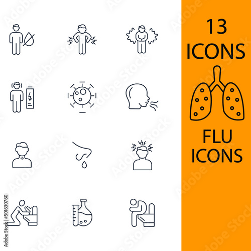 flu icons set . flu pack symbol vector elements for infographic web