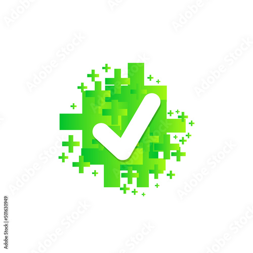 Checkmark green icon. Approved simbol with green pros. Vector illustration EPS10