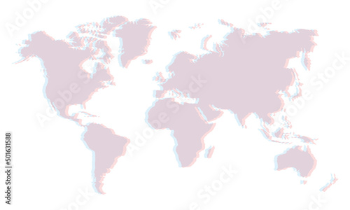 World map with stereoscopic effect. World map symbol isolated on white background. Vector EPS10