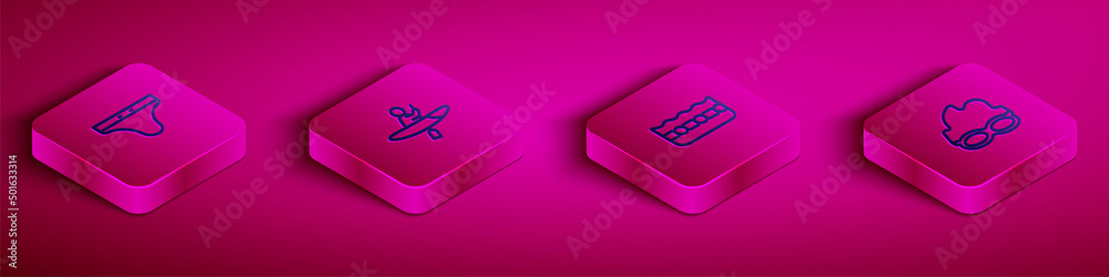 Set Isometric line Swimming trunks, Kayak and paddle, pool and Glasses for swimming icon. Vector Set Isometric line Swimming trunks, Kayak and paddle, pool and Glasses for swimming icon. Vector
