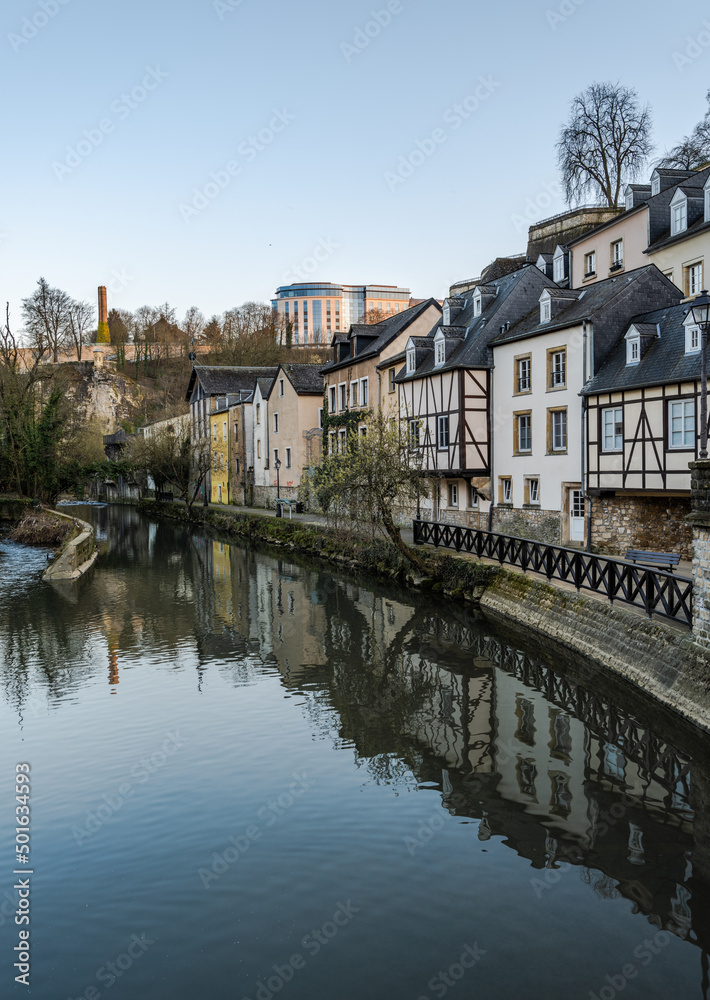 Charming old town of Luxembourg on Alzette river