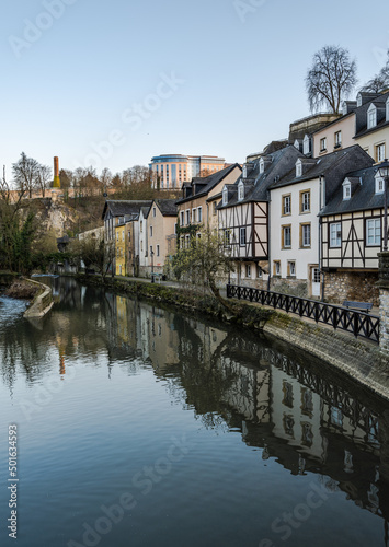 Charming old town of Luxembourg on Alzette river