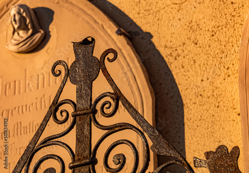 Beautiful church details at the famous Bogenberg mountain, Bogen, Danube, Bavaria, Germany photo